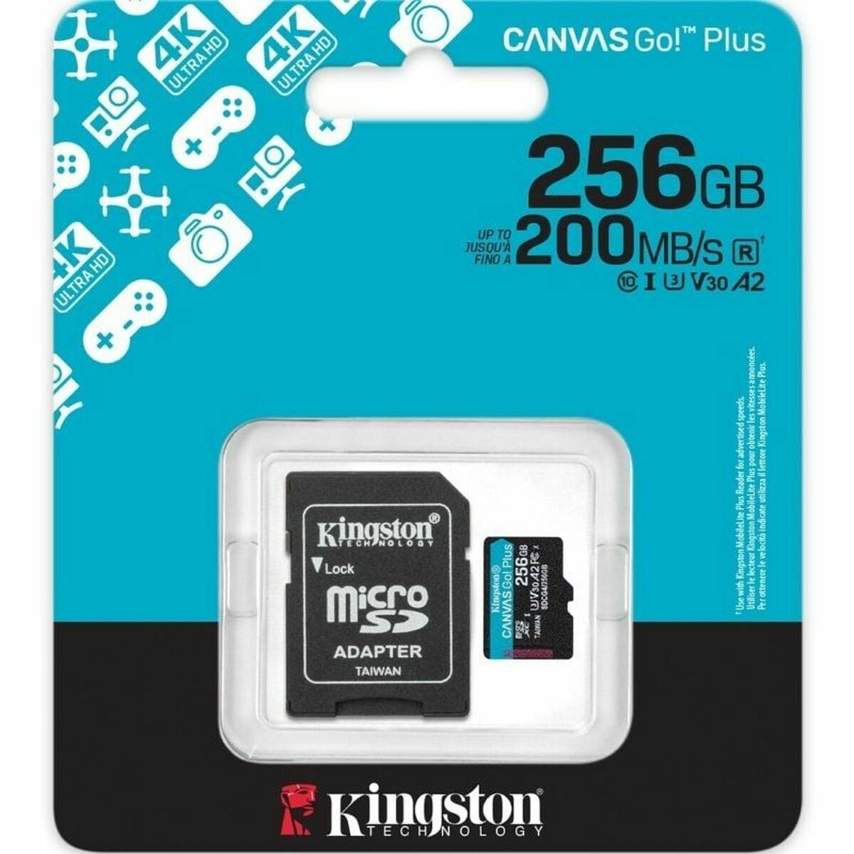 Micro SD Memory Card with Adaptor Kingston CANVAS Go! Plus 256 GB