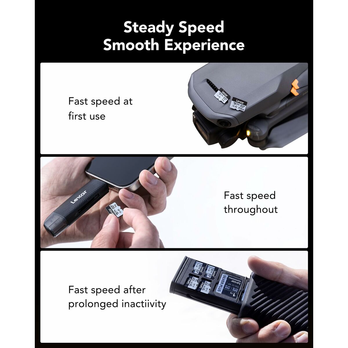 Micro SD Memory Card with Adaptor Lexar LMSSIPL001T-BNANG 1 TB