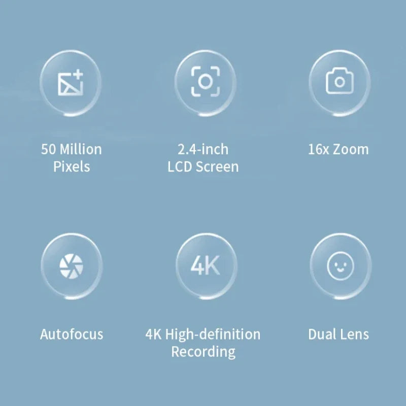 NNEOBA 50MP 4K Digital Camera HD Selfie Travel Camera