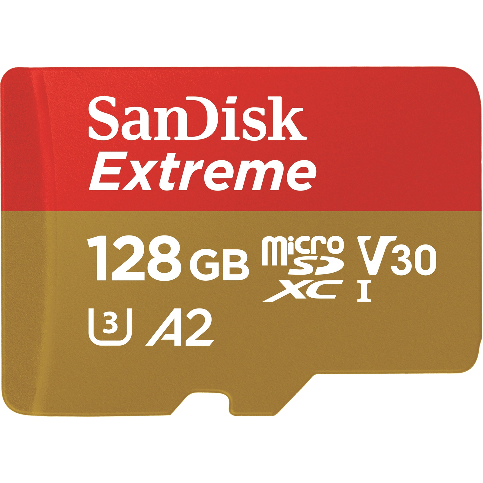 Карта памет SanDisk Extreme microSDXC 128GB, За Action Cams and Drones, До 190MB/s & 90MB/s Read/Write speeds A2 C10 V30 UHS-I U3 + SD адаптер (SDSQXAA-128G-GN6AA)-0