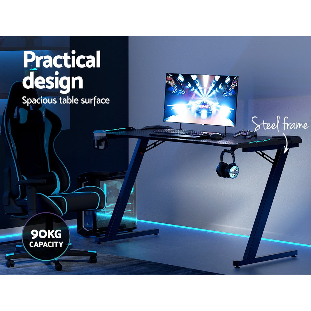 NNEDSZ Artiss Gaming Desk Computer Desks LED Light 140CM