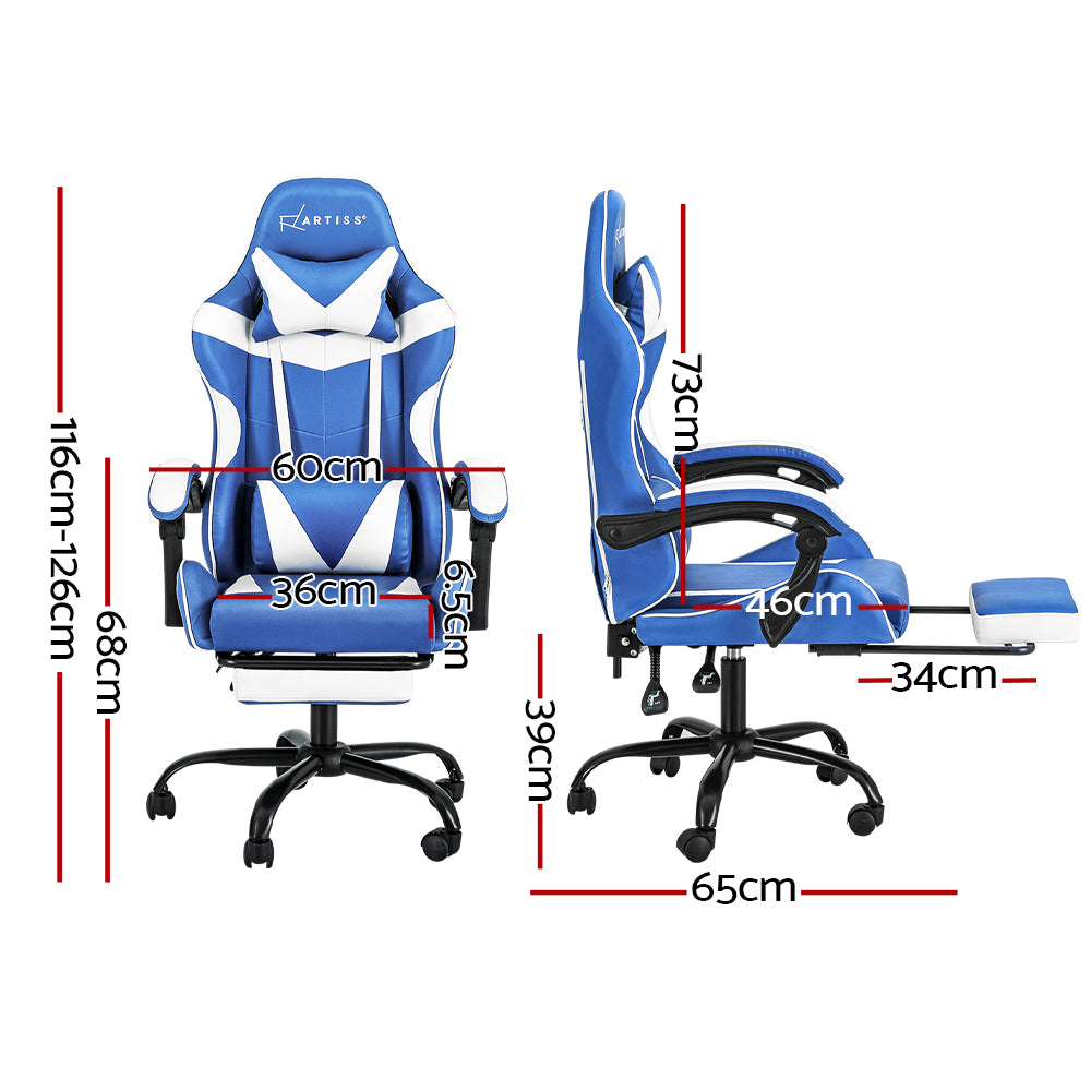 NNEDSZ Gaming Office Chair Executive Computer Leather Chairs Footrest Blue White