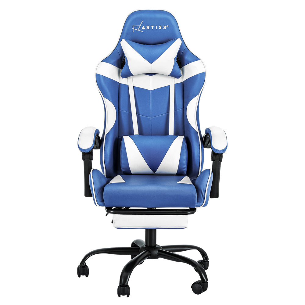 NNEDSZ Gaming Office Chair Executive Computer Leather Chairs Footrest Blue White