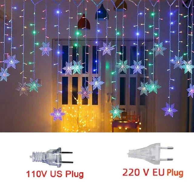 Sparkling Snowflake LED Curtain Lights