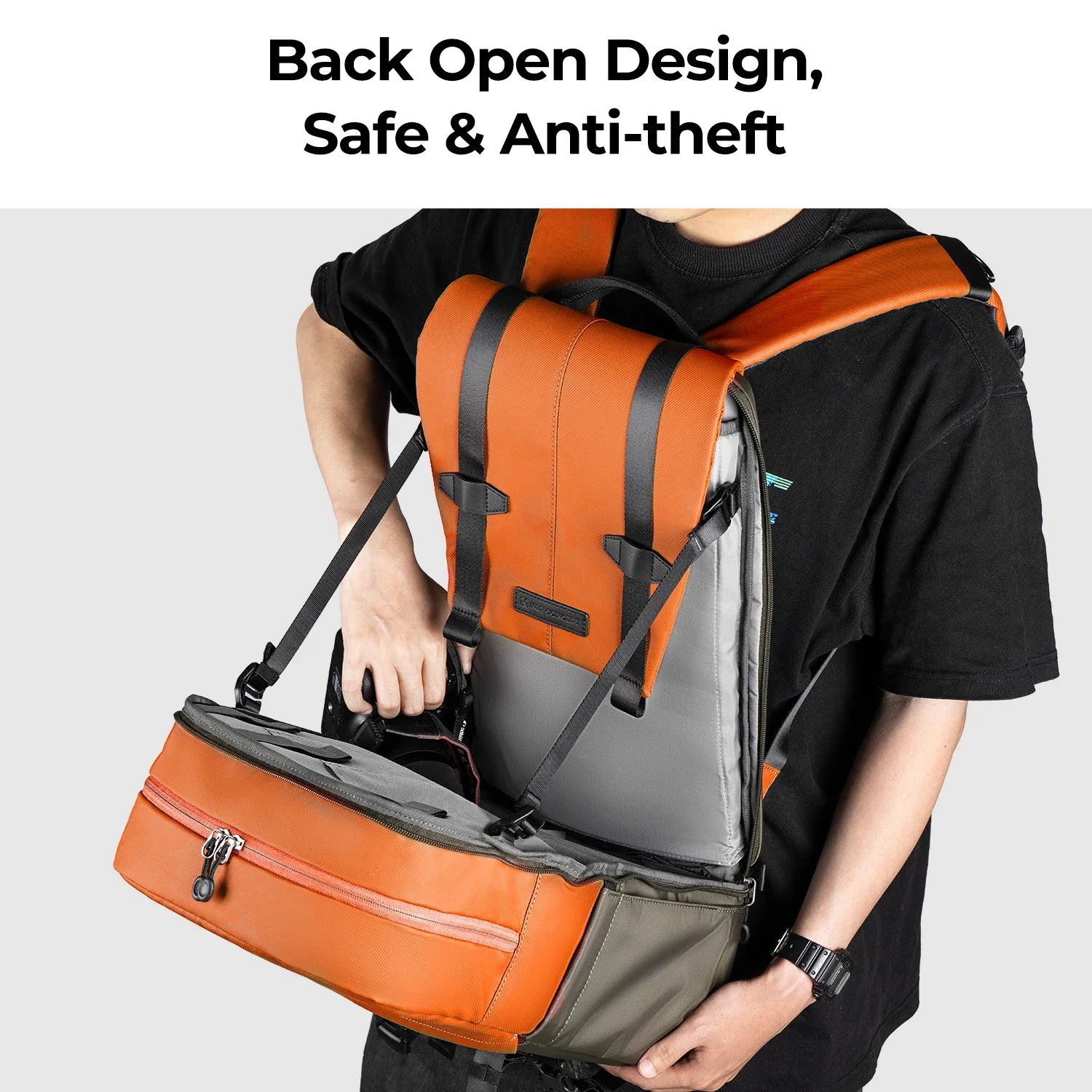 NNEOBA 20L Camera Backpack with Tripod Holder Orange