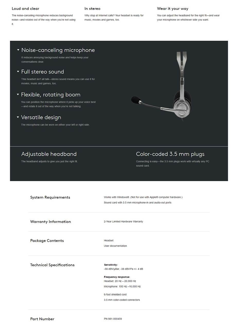 NNEDSZ 981-000459: H110 Stereo Headset