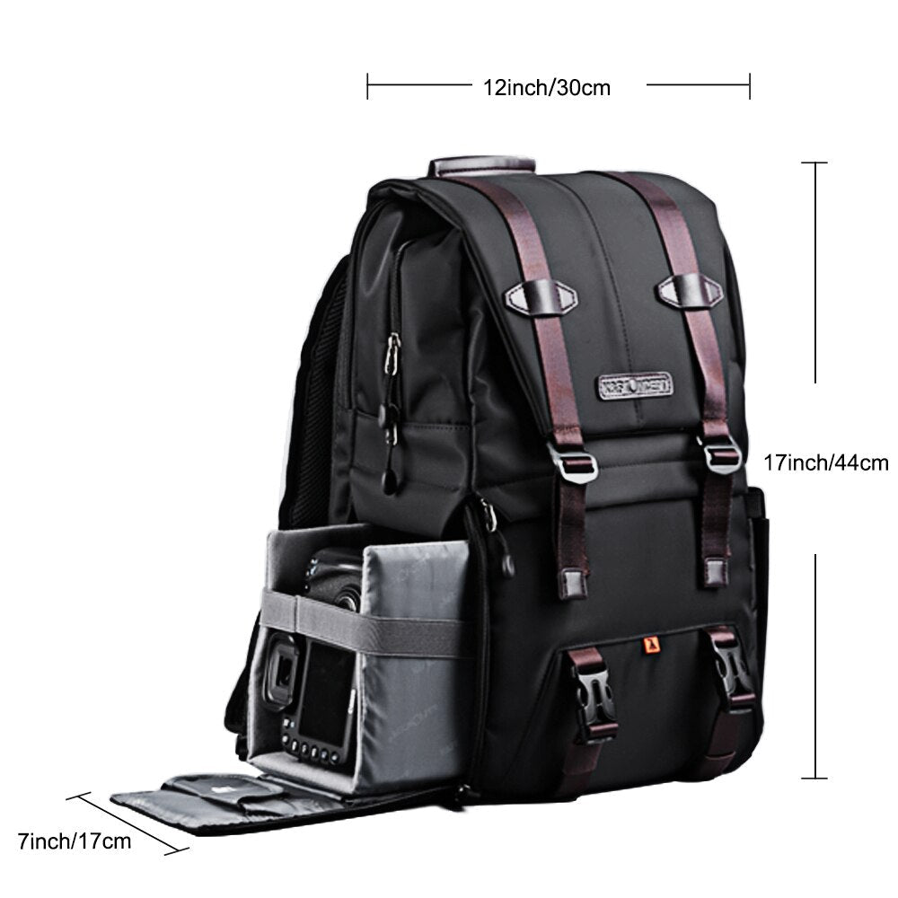 Concept Waterproof Photography Bag Professional Camera Backpack Large Capacity for DSLR Cameras 15.6in Laptop Tripod Lenses