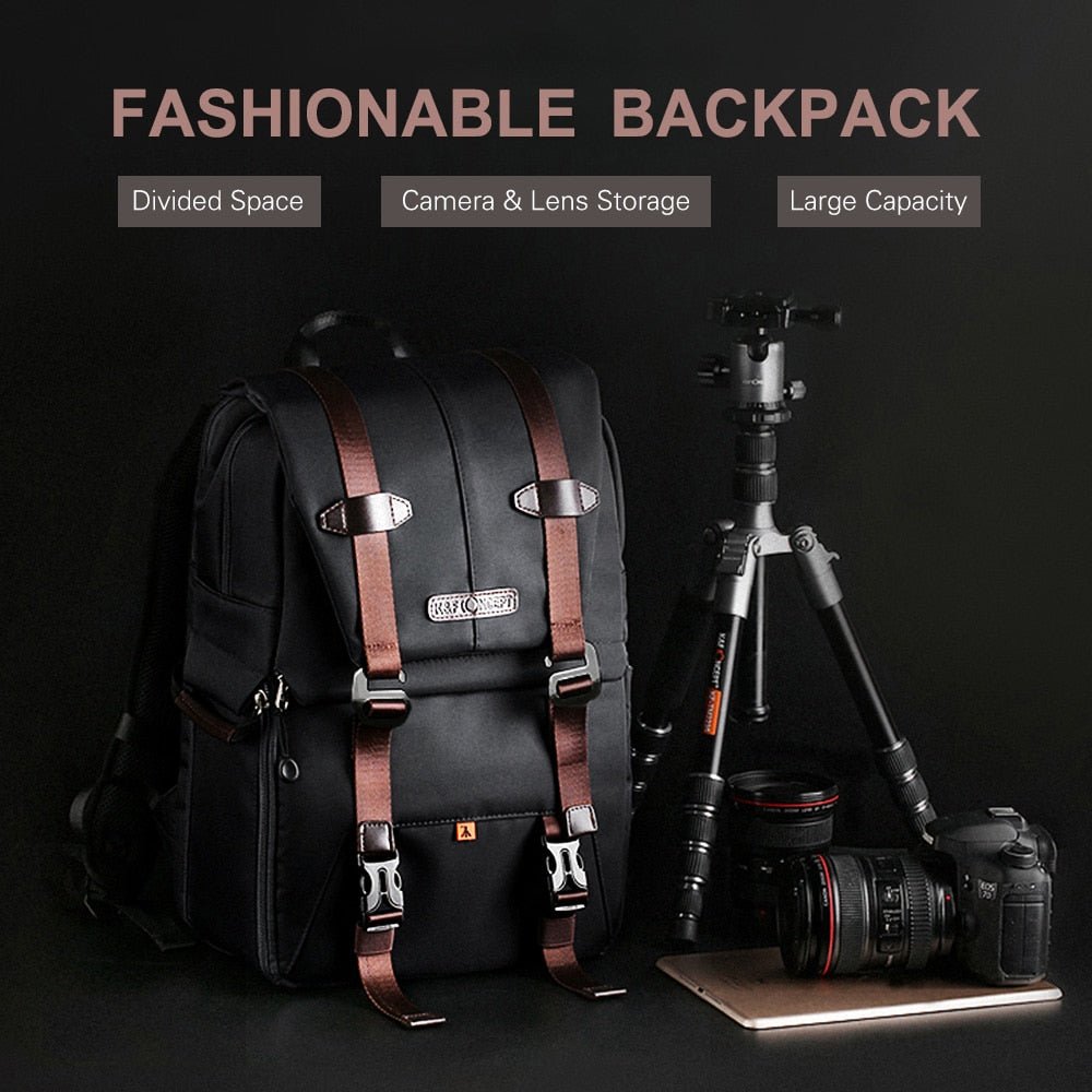 Concept Waterproof Photography Bag Professional Camera Backpack Large Capacity for DSLR Cameras 15.6in Laptop Tripod Lenses