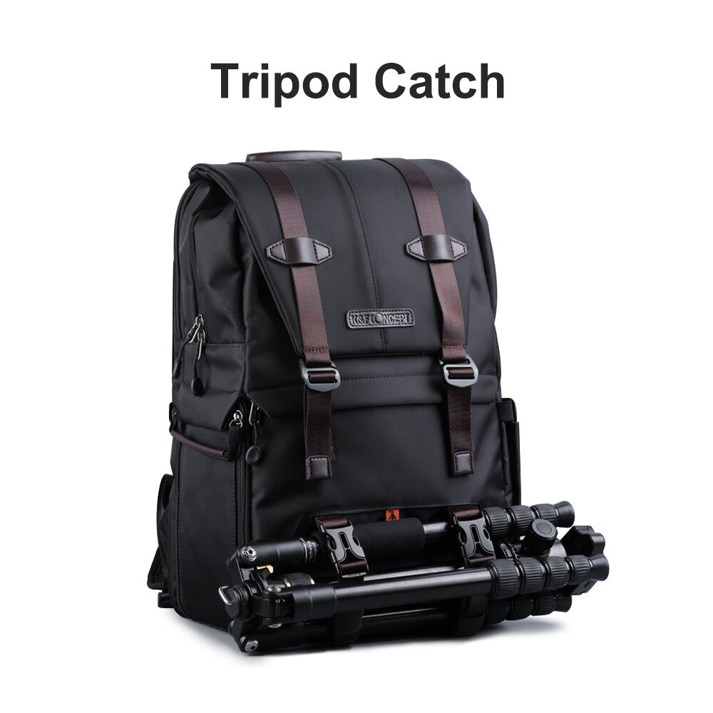 Concept Waterproof Photography Bag Professional Camera Backpack Large Capacity for DSLR Cameras 15.6in Laptop Tripod Lenses