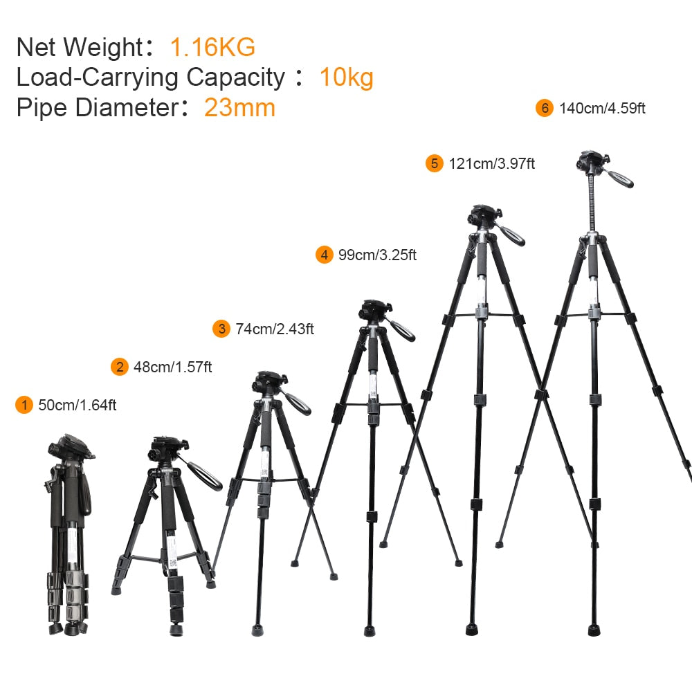 Multi-function Travel Camera Tripod 56"/143cm Adjustable Laser Level Tripod with 3-Way Swivel Pan Head,with Bubble Level